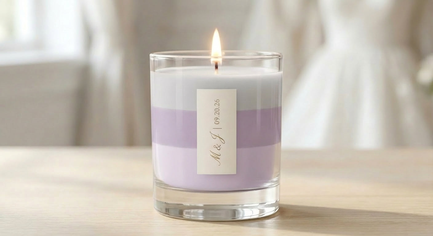 Personalized Wedding Favor Candle Sample – Lavender Mist