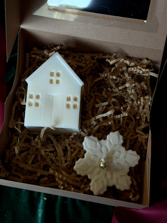 Christmas house & snowflake (set of 2)